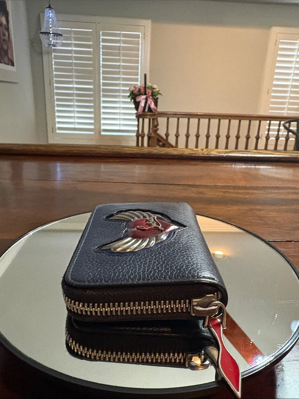 CHRISTIAN LOUBOUTIN Winged Heart Leather Wallet